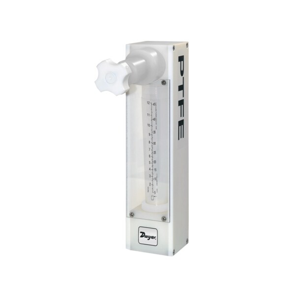All fluoropolymer flowmeter, 75 mm scale, 3/8" female NPT, flow rate 79.2 GPH (5000 ml/min) water.
